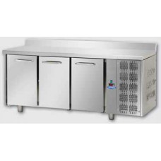 Tavolo Refrigerato Temperatura Positiva 3 Sportelli GN 1/1 con Piano Superiore e Alzatina profondità cm 70